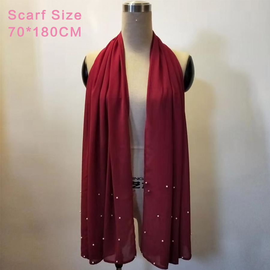 Solid Colored Beaded Headscarf For Women