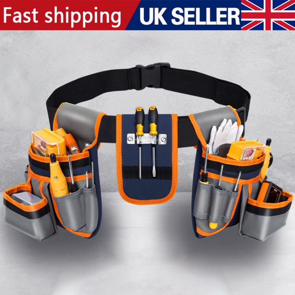 Double Tool Belt Pouch 12 Pocket Heavy Duty Joiners Carpenter Builders Nails UK — image 9