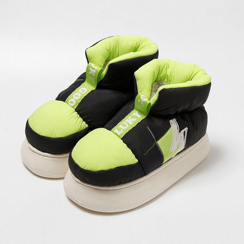 Heel Wrapped Cotton Slippers Women's Plush Warm Thick Soles Are Anti-skid