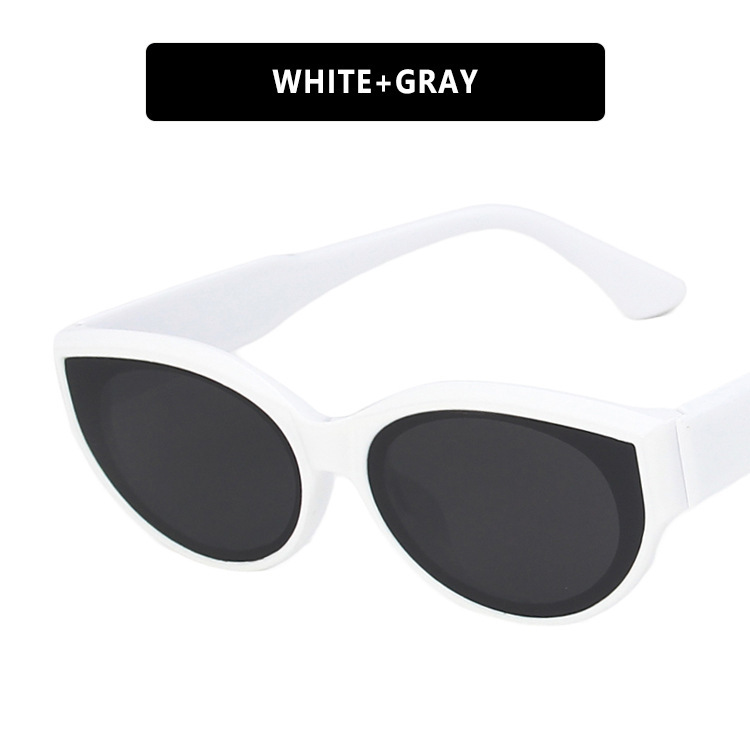 Fashion Ladies Solid Color Retro Hip Hop Oval Sunglasses