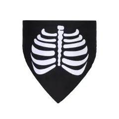 Large Dog Triangle Scarf Cat Ghost Festival Scarf - Black Bones - View 1