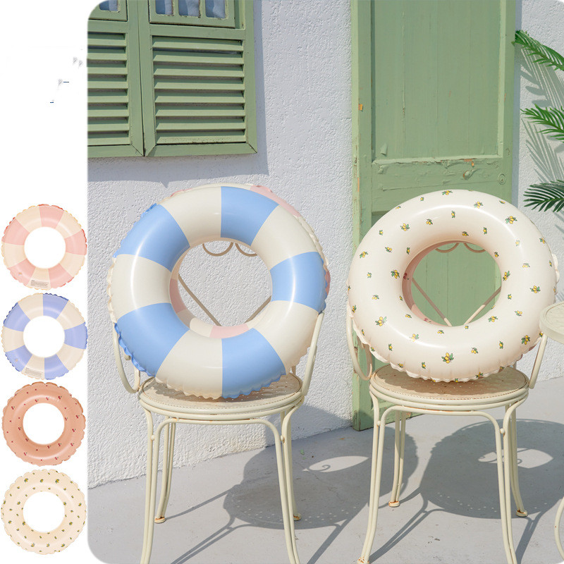 Thickened Children's Retro Striped Swimming Ring Inflatable