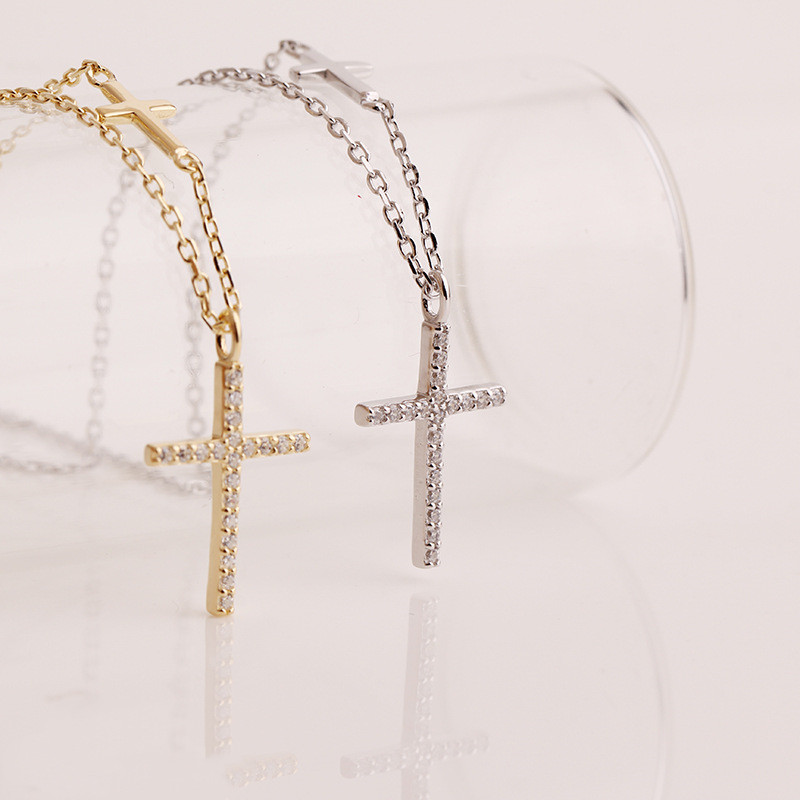 Sterling Silver Necklace Cross Clavicle Chain Is Not Allergic