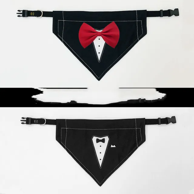 Dog Gentleman Suit Bow Tie Bib Saliva Towel Wine Red Double Sided - Shop at LoveMi