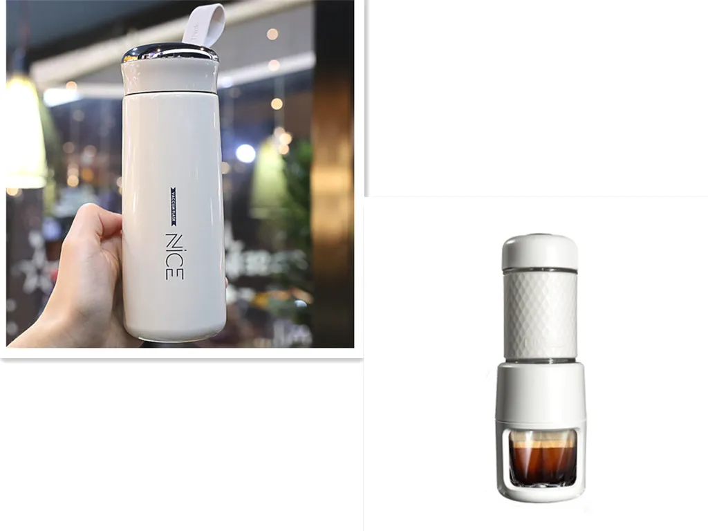 Portable Manual Espresso Coffee Machine - White Set