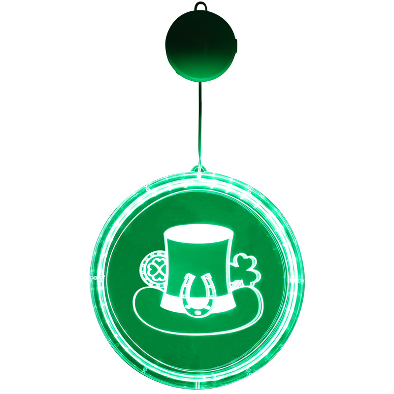 Holiday Decoration LED Green Hat Clover 3D Color Lamp
