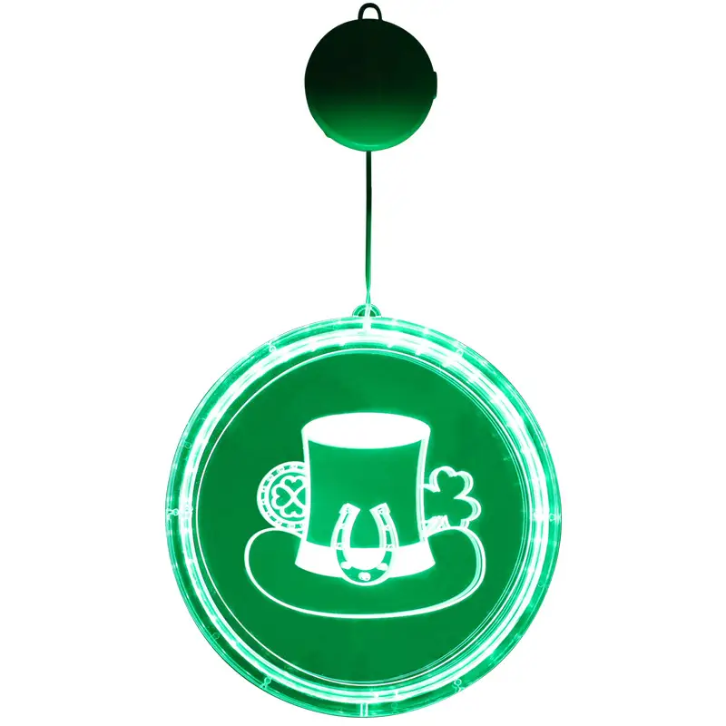 Holiday Decoration LED Green Hat Clover 3D Color Lamp