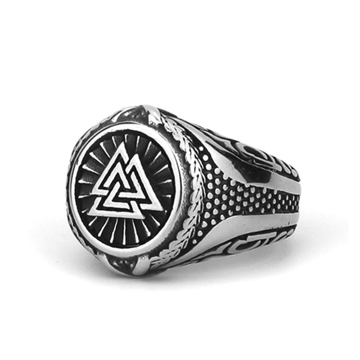 Title 2, Viking Triangle Rune Titanium Steel Ring Heren ...