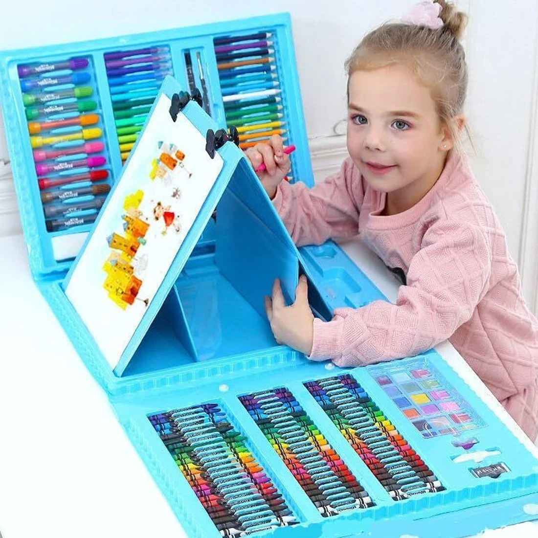 208 Pcs Art Set Kids Childrens Colouring Drawing Painting Arts & Crafts Case UK — image 5