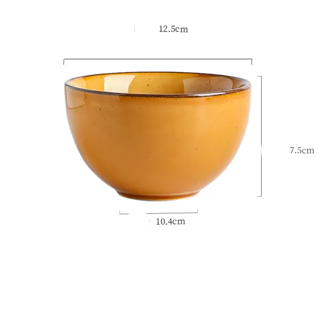 Inky Glaze Vintage Ceramic Rice Bowl Yellow - Shop at LoveMi