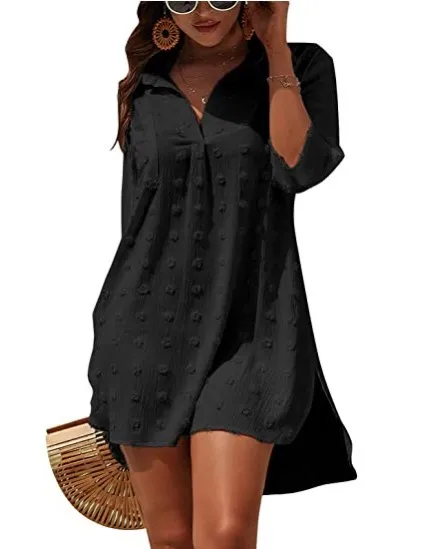 Medium Length Loose Fitting Casual Blouse Shirt Black - Shop at LoveMi