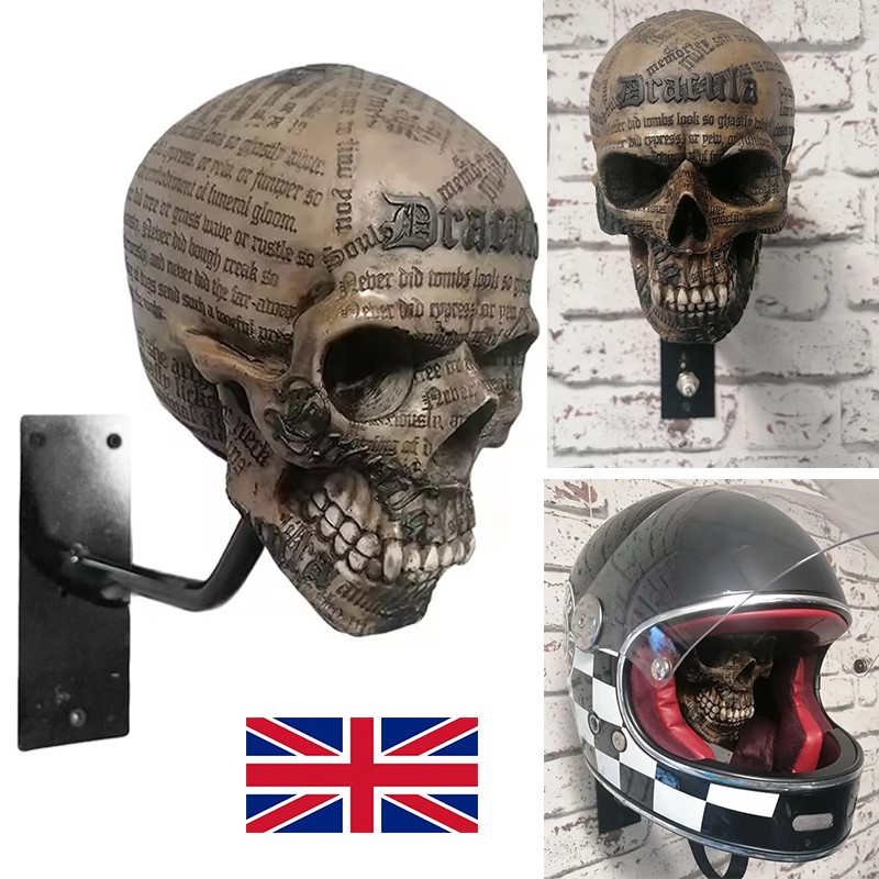 Halloween Motorcycle Helmet Holder Rack Wall Mount Hat Stand Display Skull — image 5