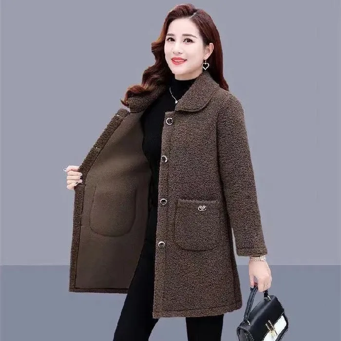Middle-aged And Elderly Mothers Winter Clothes Keep Warm - Coffee