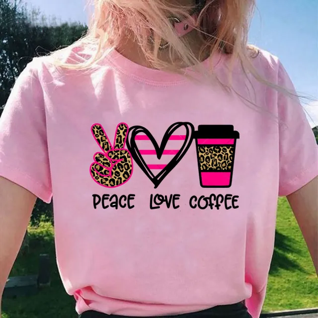 Cartoon Print Leopard Print Short Sleeve C Pink - Shop at LoveMi