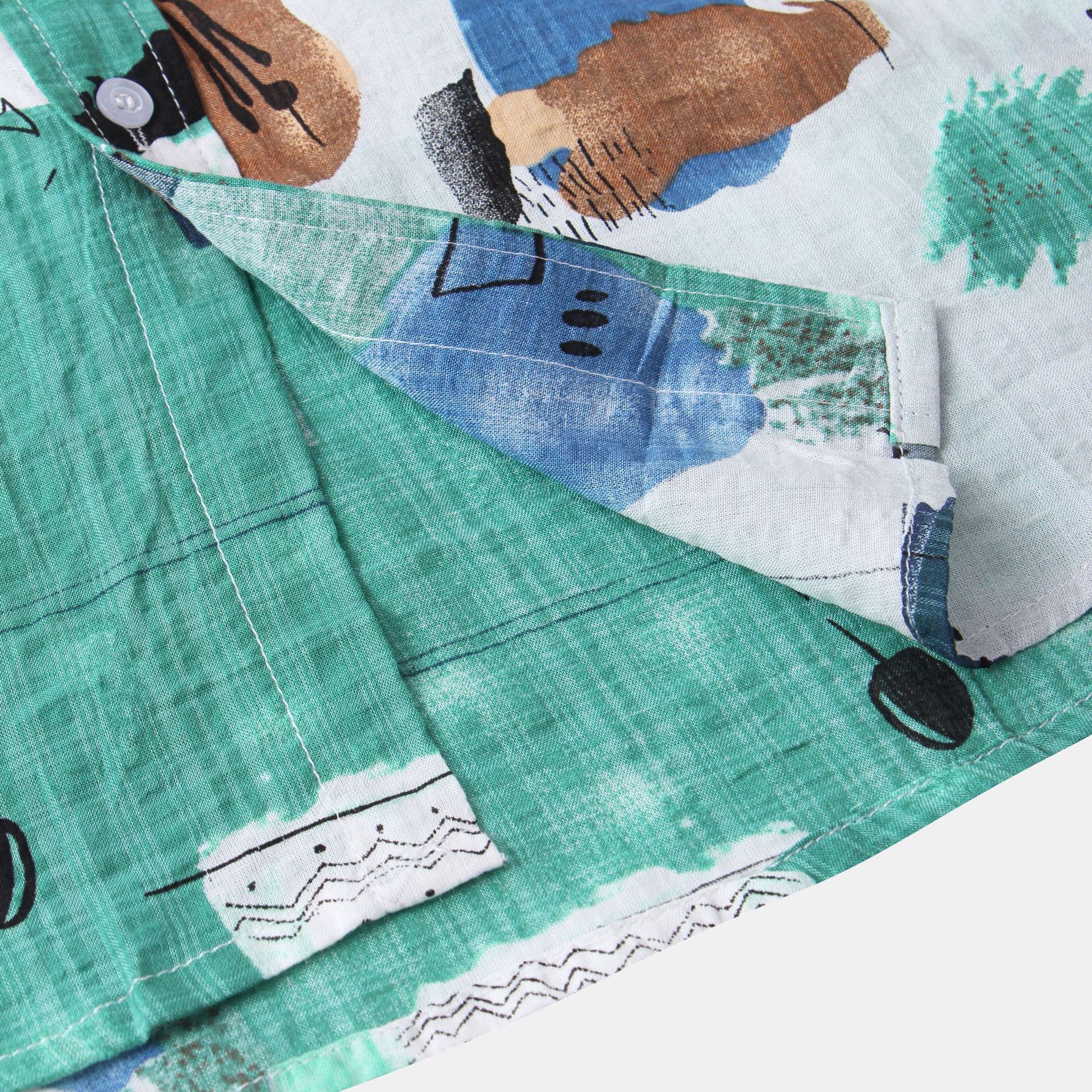  New Contrast Color Short-sleeved Shirt Men's Casual Shirt