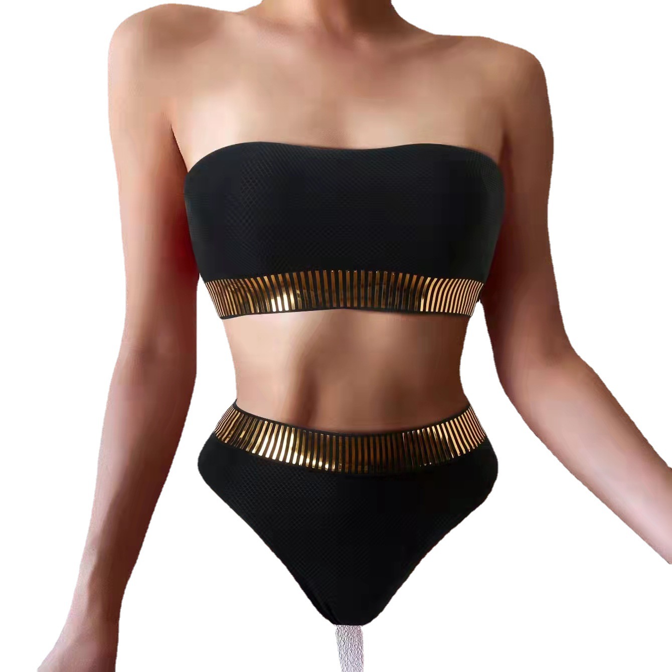 Title 2, Womens solid color high waist split bikini, pe...