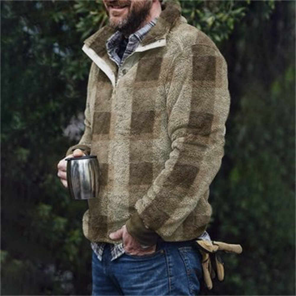 Autumn And Winter Casual Button Pocket Flannel Plush Men's Sweater