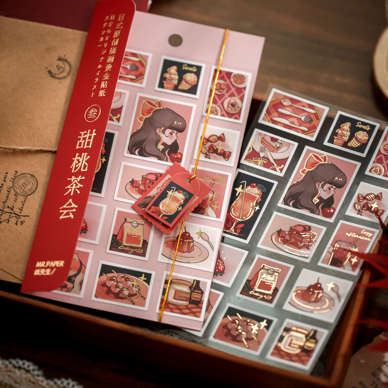 Retro Cute Bronzing Stickers Diy Hand Account Decoration