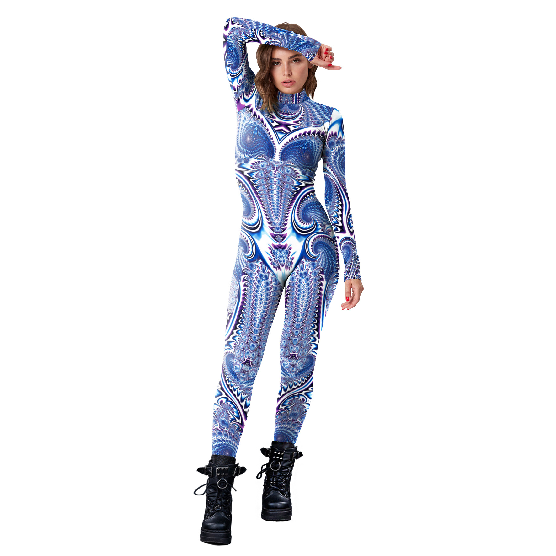 Women's Digital Printing One piece Suit Light Blue - Shop at LoveMi