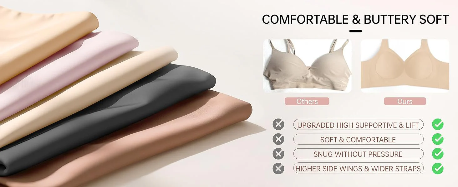 Wireless Full Coverage Padded Bra for Women, No Underwire Wireless Full Coverage Padded Bra for Women, No Underwire