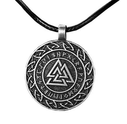 Valknut Symbol Pendant with Chain.