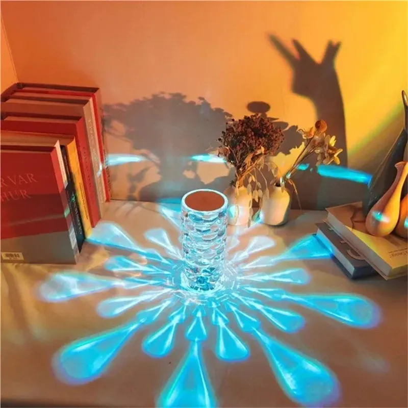 Crystal Table Lamp Rechargeable Diamond Night Light With Teardrop Shape Bedside LED Lights Lamp 3 And 16Color Touch Lamp For Home Bedroom Decor – image 5