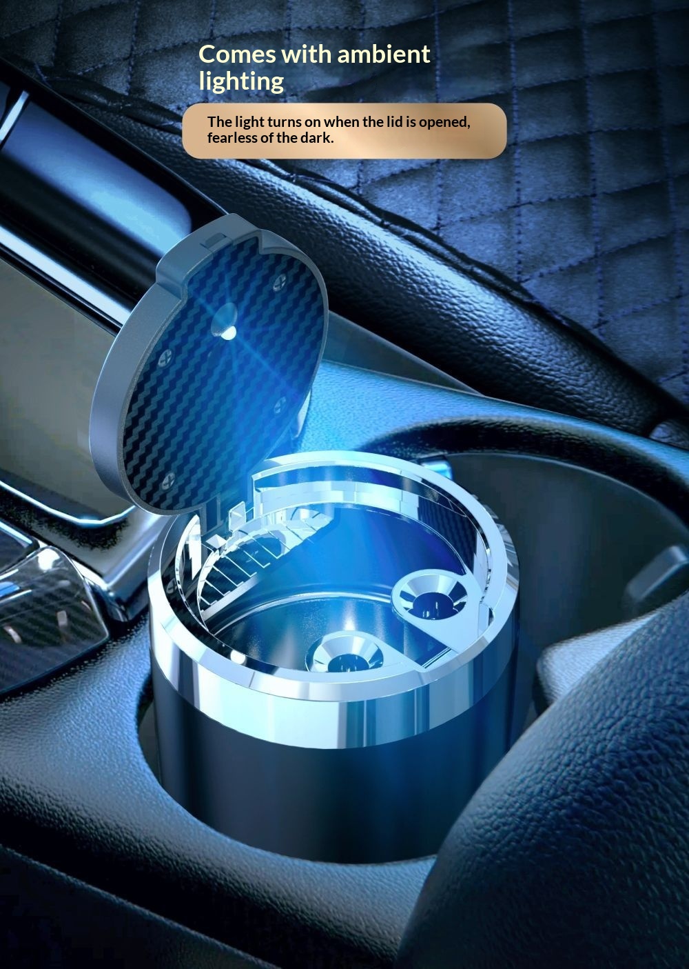 LED One-Button Openable Car Ashtray 4
