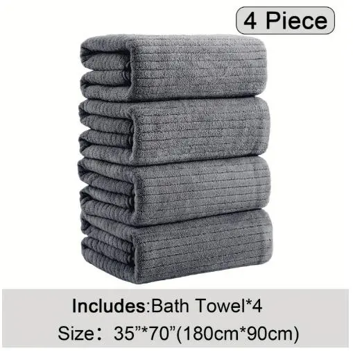 Four piece Grey Bath Towel Set, Highly Absorbent, Quick drying, Lint free, Skin friendly, Thickened And Durable. A Must have For Your Home Bathroom... Gray - Shop at LoveMi