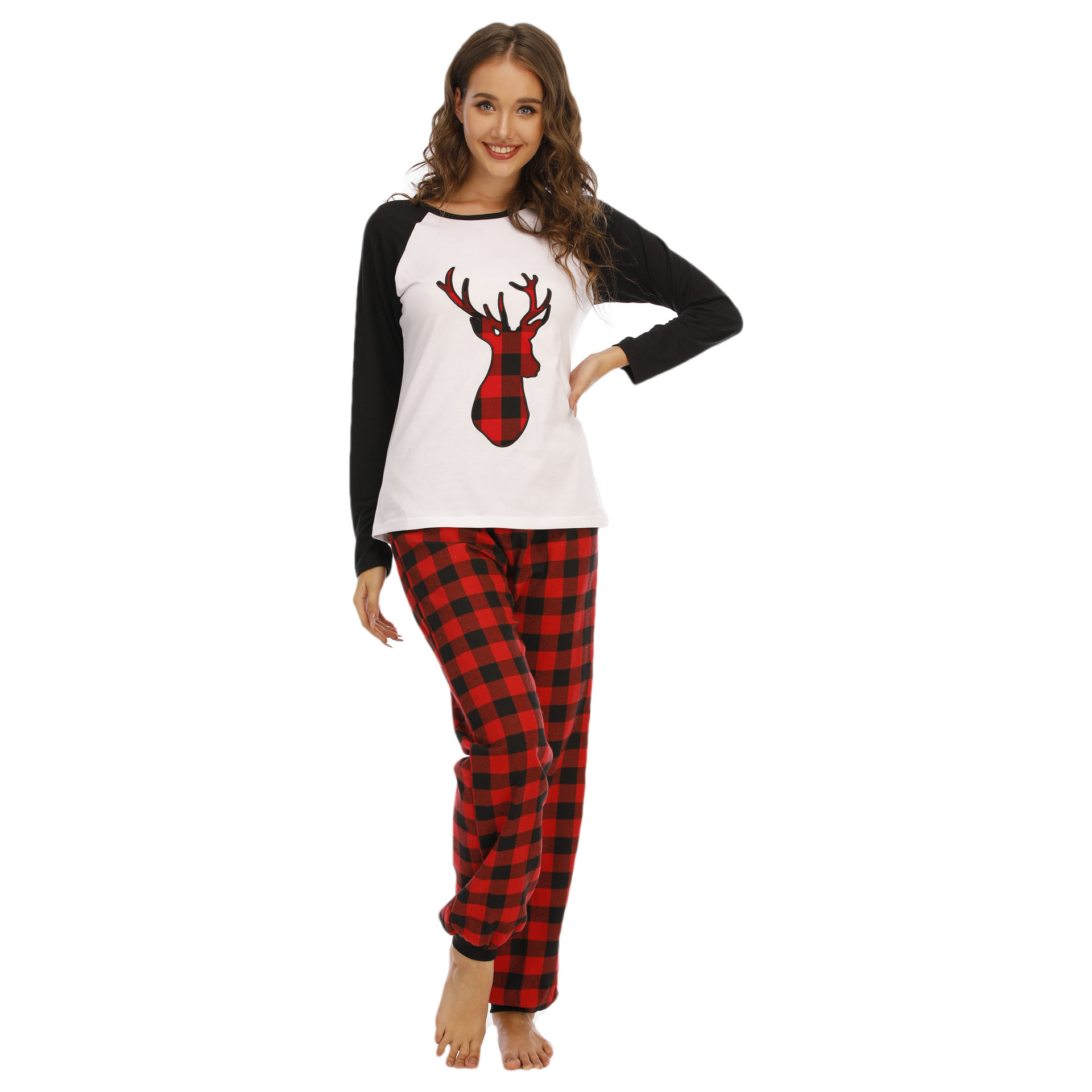 Title 9, Ladies Cotton Pajamas Suit Christmas Deer Holid...