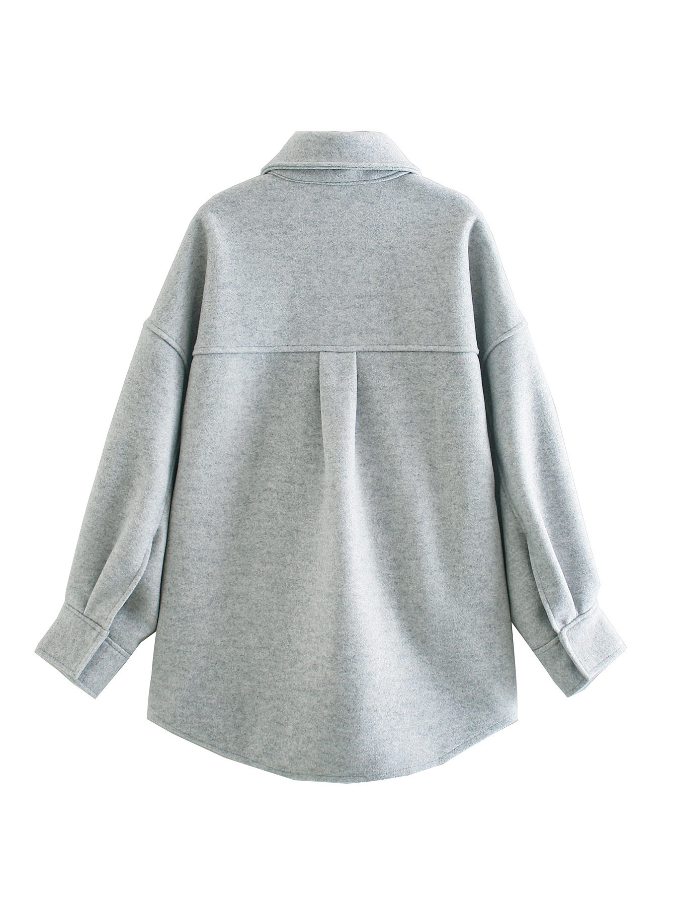 Beautiful Women's Fashion Solid Color Big Pocket Loose Woolen Coat