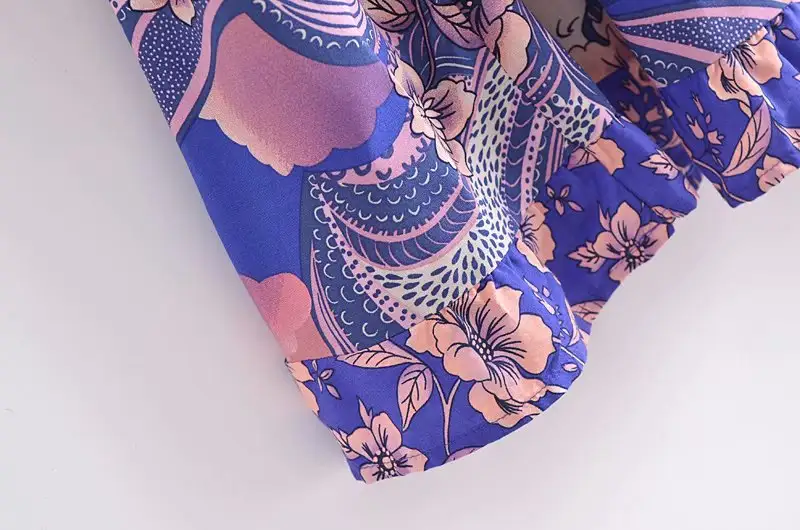 Rayon Water Print Cake Layer Dress