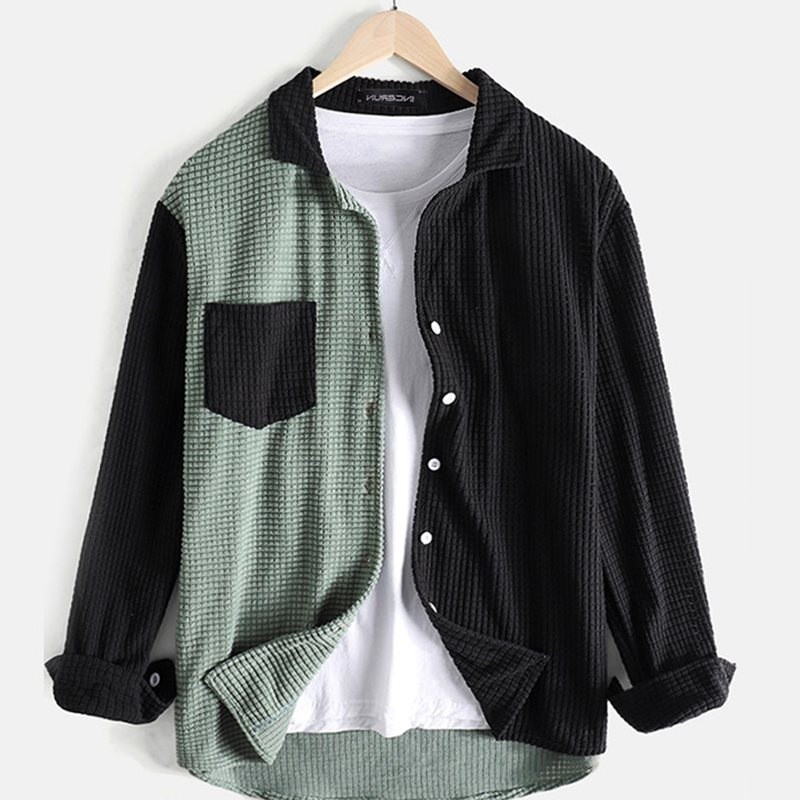European And American Fashion Color Matching Long-sleeved Shirt