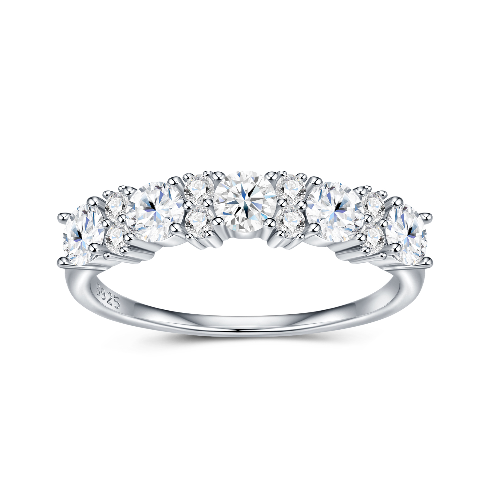 A Luxurious And Fashionable Minimalist Jewelry Ring Featuring Top-quality Moissanite, Made Of S925 Silver Electroplated With Platinum.