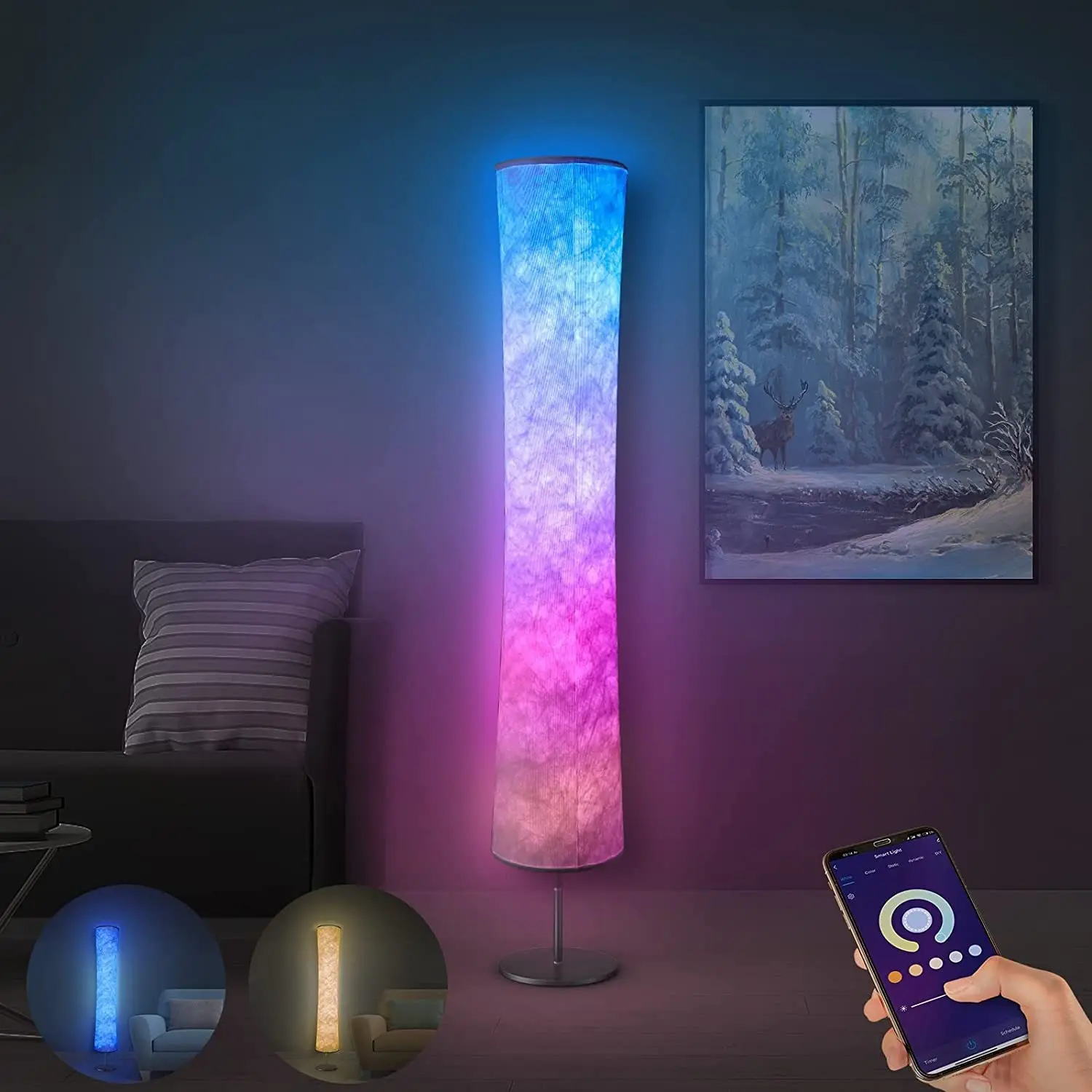 RGB Fabric Circular Atmosphere Floor Lamp