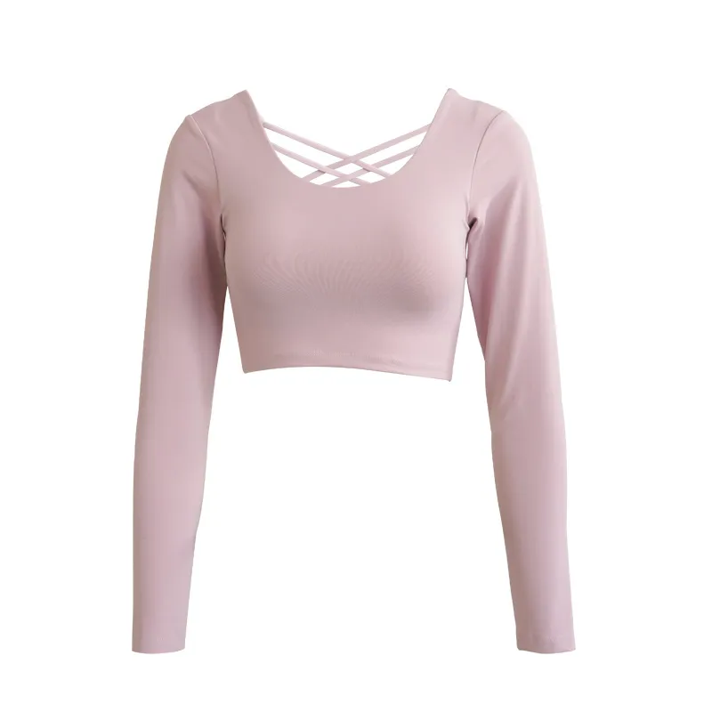 Women's Elastic Fitness Clothes With Chest Pad Yoga Clothes - Hazy Powder
