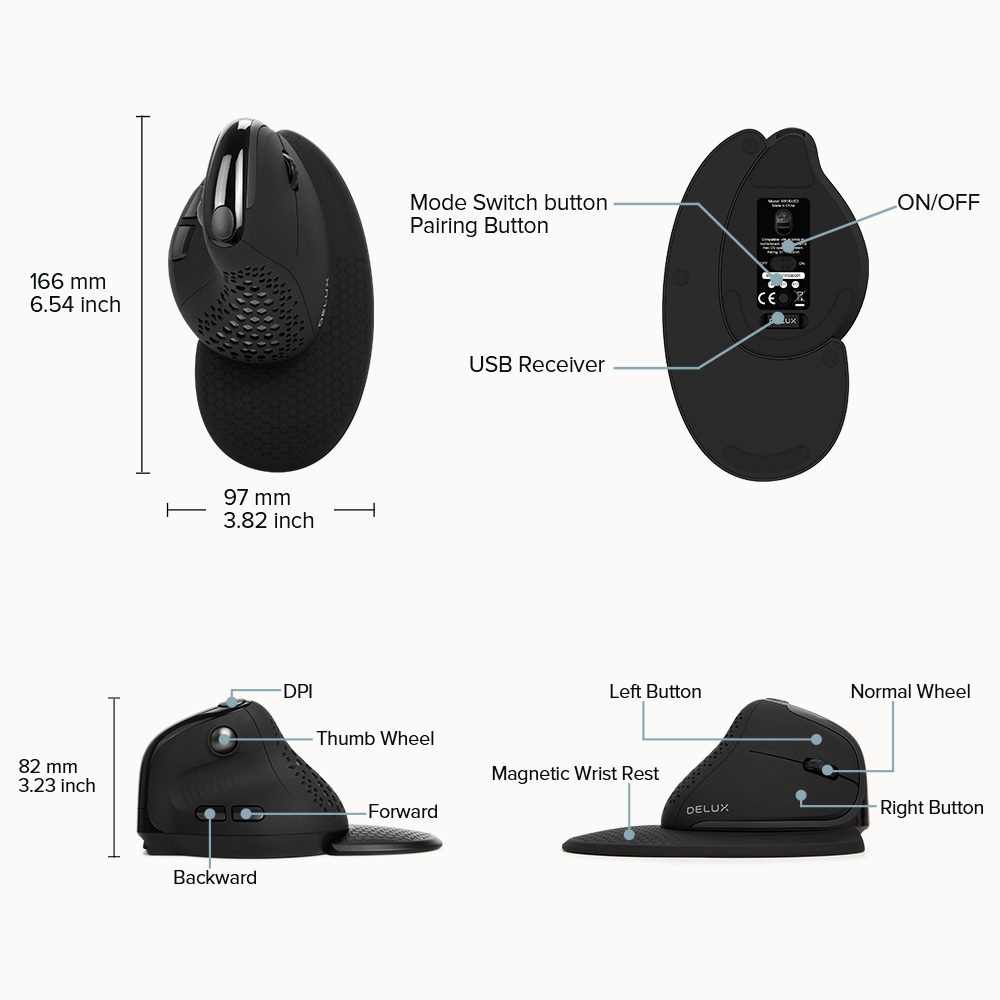M618XSD Thumb Wheel Ergonomic Three-mode Bluetooth Rechargeable Mouse — foto 5