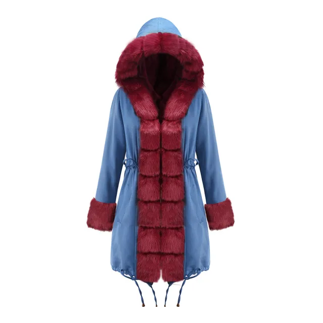 Women's Thermal Cotton Jacket Pie Overcomes Denim Blue - Shop at LoveMi
