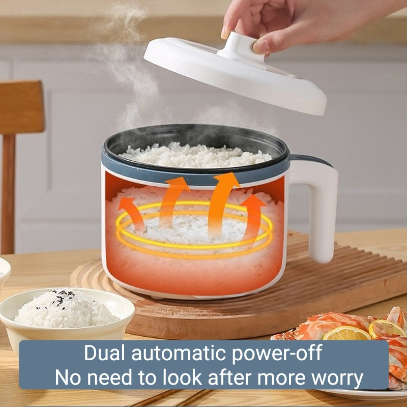 600W Electric Mini Rice Cooker 1.7L Portable Non Stick Mechanical Steamer 4