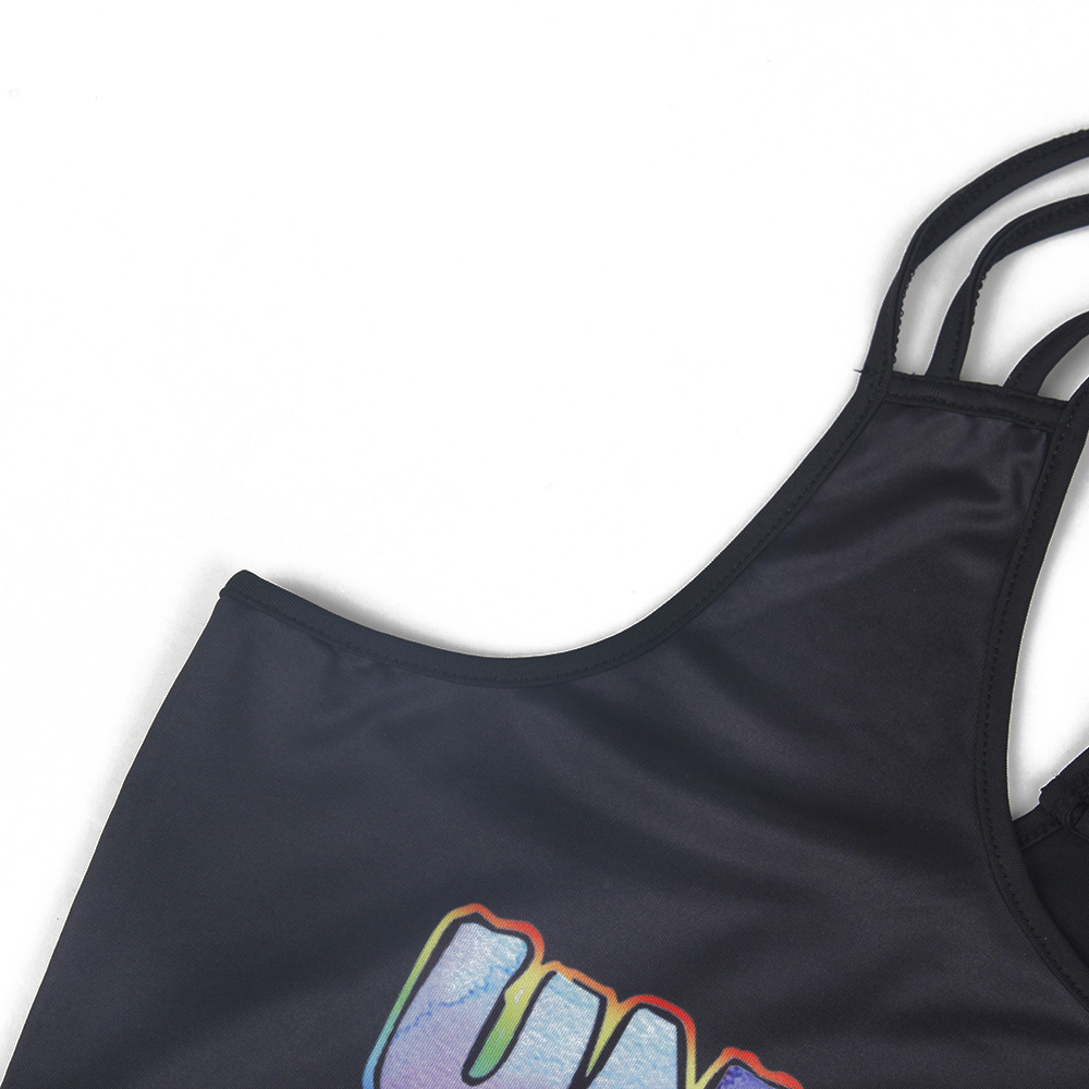 Women's Fashion Skull Count 3d Code Printed Thin Strap Vest