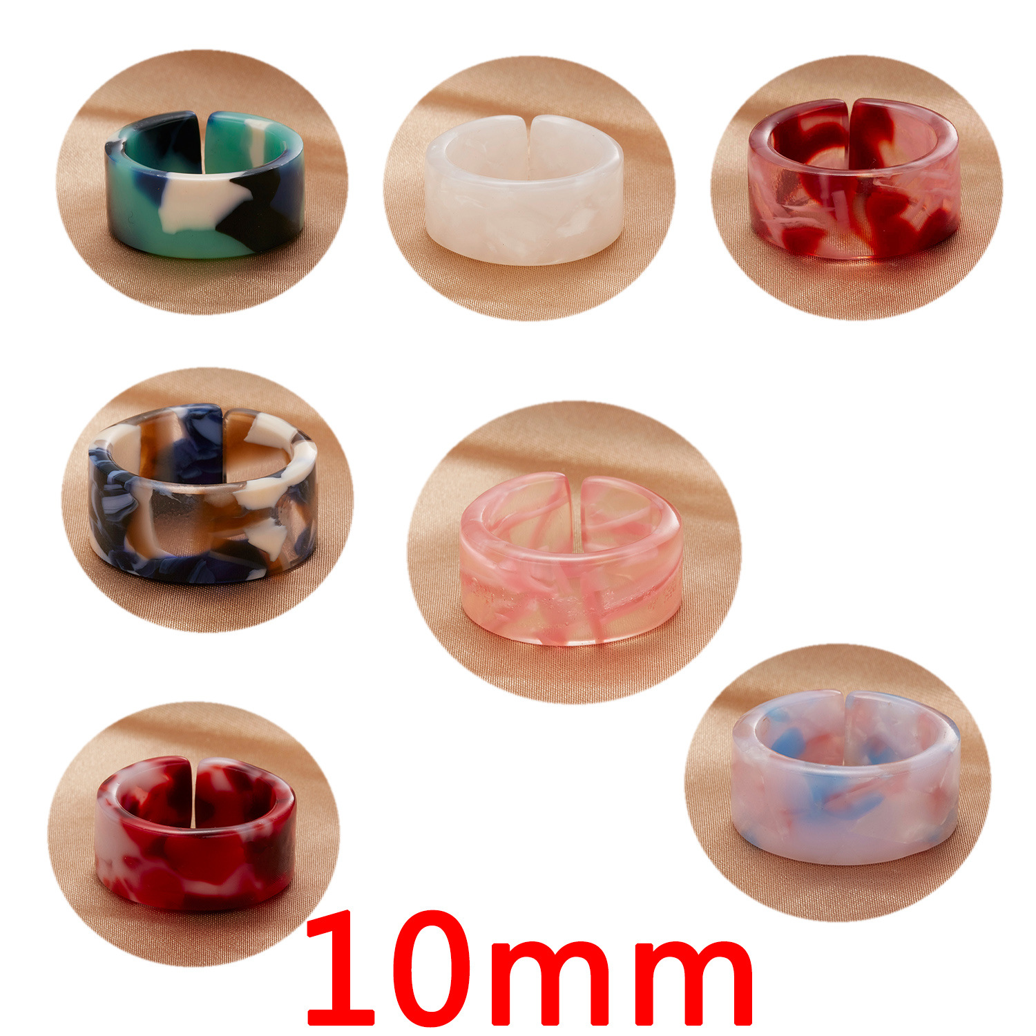 Colorful Round Acrylic Resin Knuckle Ring