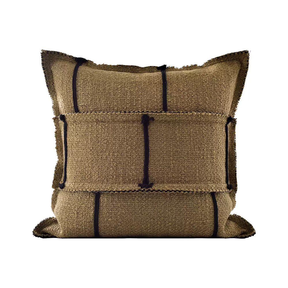 Sofa Pillows Simple Brown Khaki Cushion Case Luxury Linen Cotton Blend Decorative Pillow Cover For Sofa Chair Bedding Home Pillow Core Is Made Of Down-feather-like Fabric — foto 3