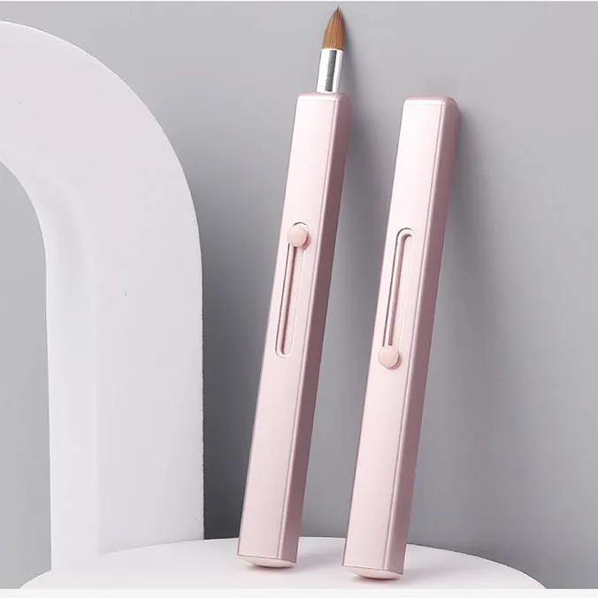 Portable Retractable Nylon Lip Brush Makeup - Pink