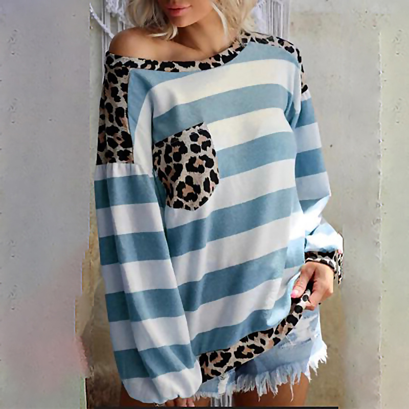 Title 5, Striped Printed Long Sleeve Loose Ladies Top