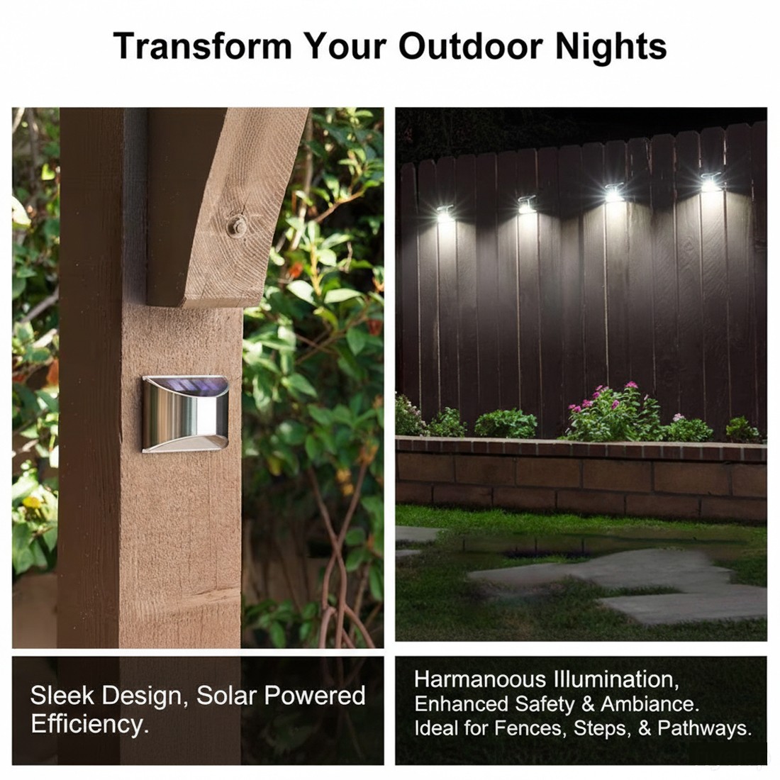 4PCS Super Bright Solar Powered Door Fence Wall Lights LED Outdoor Garden Lamp