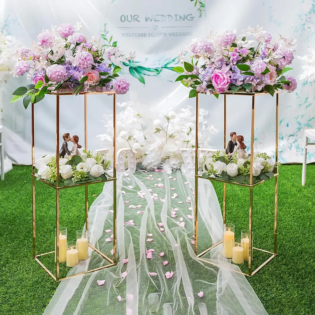 2Pcs 31.5inch Gold Flower Stands