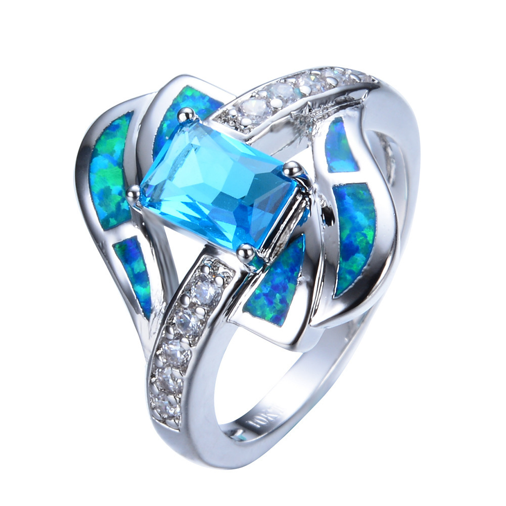 Title 5, Womens Blue Opal Diamond Wedding Ring. A beaut...