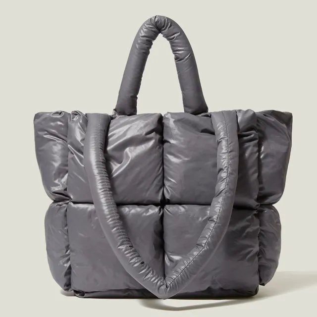 Winter New Simple Design Pure Color Soft Small Square Filling One shoulder Handbag Grey - Shop at LoveMi