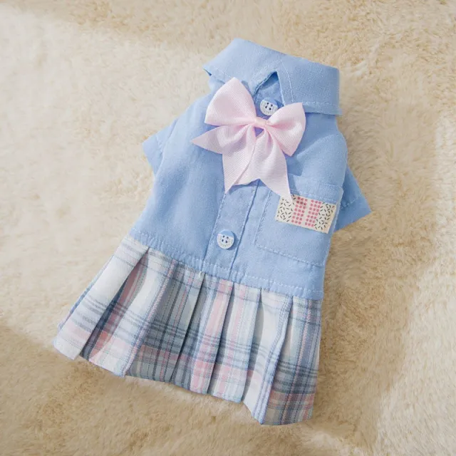 Cat Dog Skirt Hair Loss Spring And Autumn Cute Clothes Blue - Shop at LoveMi