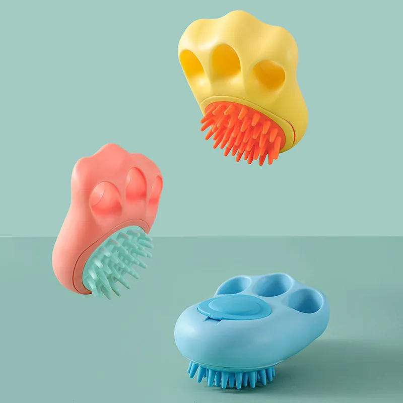 Durable Cat Paw Bath Brush Fine Foaming Labor-saving Cartoon Shape Pet Dog Cat Pet Hair Grooming Brush Reusable Dog Hair Comb Pet Products – image 6