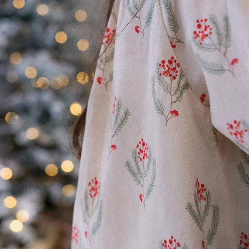 Children's Cotton Print Long-sleeved Dress Floral Girl Skirt Ins